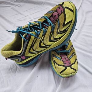 Hoka Yellow and Blue Athletic Shoes